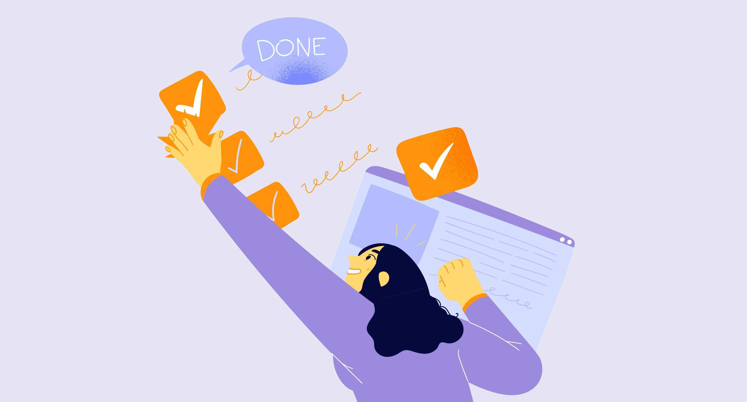 animated employee making an event planning checklist